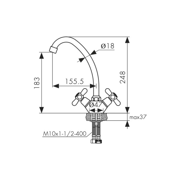 11022 Смеситель KAISER Carlson для кухни 